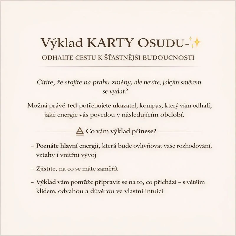 Výklad KARTY OSUDU na 6 měsíců - rozbor na 1 stranu A4