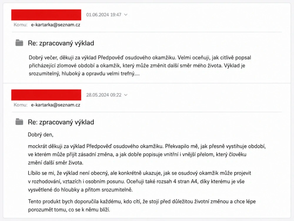 PŘEDPOVĚĎ OSUDOVÉHO OKAMŽIKU - výklad na 4 strany A4